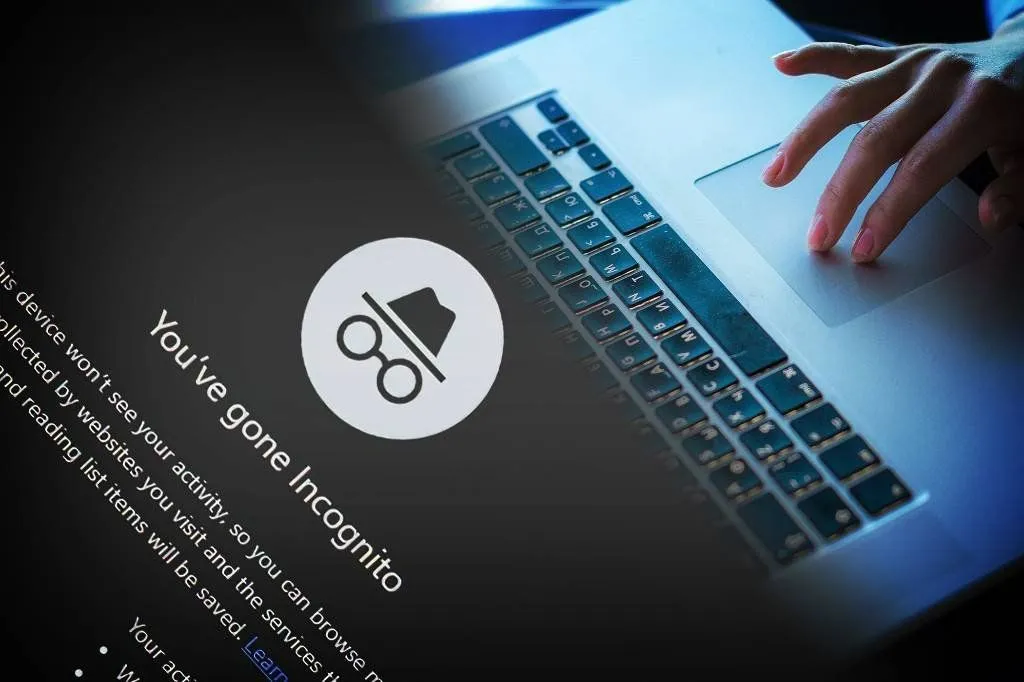 A browser window open on a tidy desk, illustrating a private browsing session